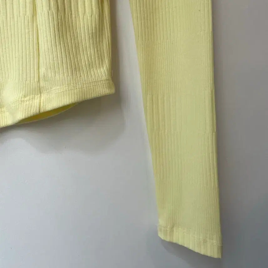 [BUNJANG] Ami De Yellow Ribbed Long Sleeve T-shirt / 아미디 옐로우 골지 긴팔 티셔츠