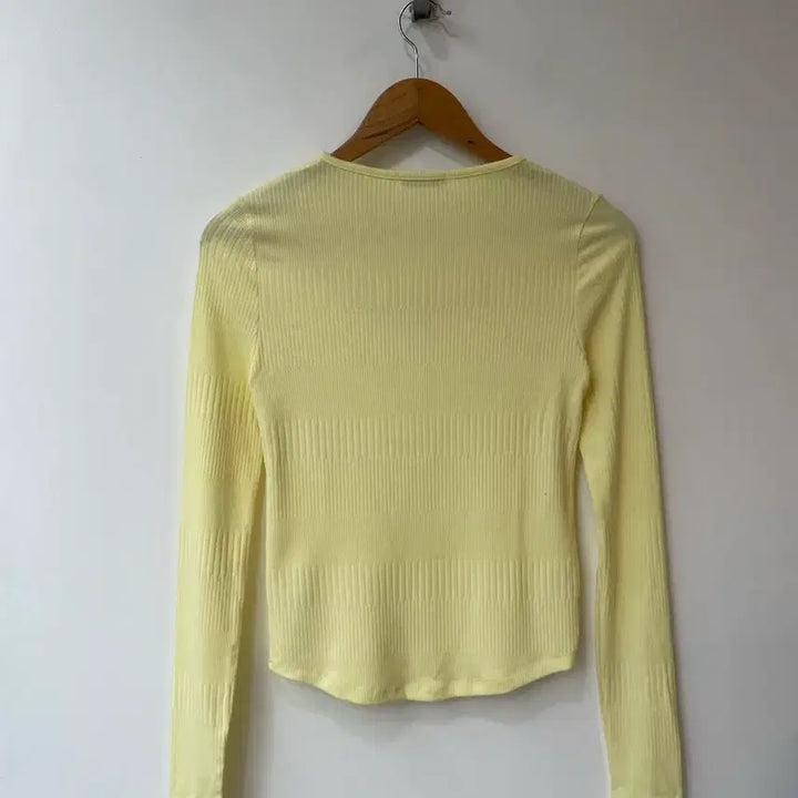 [BUNJANG] Ami De Yellow Ribbed Long Sleeve T-shirt / 아미디 옐로우 골지 긴팔 티셔츠