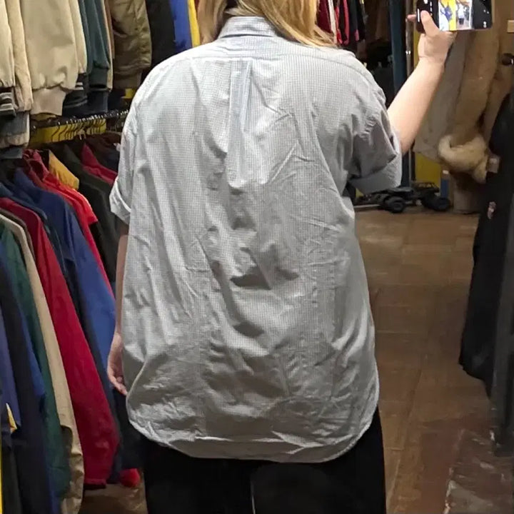 [BUNJANG] Polo Ralph Lauren Checkered Short Sleeve Shirt Sky Blue / [HI] 폴로 랄프로렌 반팔셔츠 체크 스카이블루
