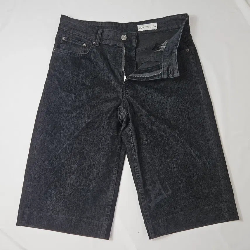 [BUNJANG] ZARA Homme Washed Suede Black Denim Shorts 28 / 자라 ZARA 옴므 워싱 스웨이드 흑청 진 숏팬츠 하프 데님 28