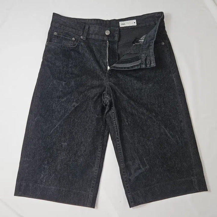 [BUNJANG] ZARA Homme Washed Suede Black Denim Shorts 28 / 자라 ZARA 옴므 워싱 스웨이드 흑청 진 숏팬츠 하프 데님 28