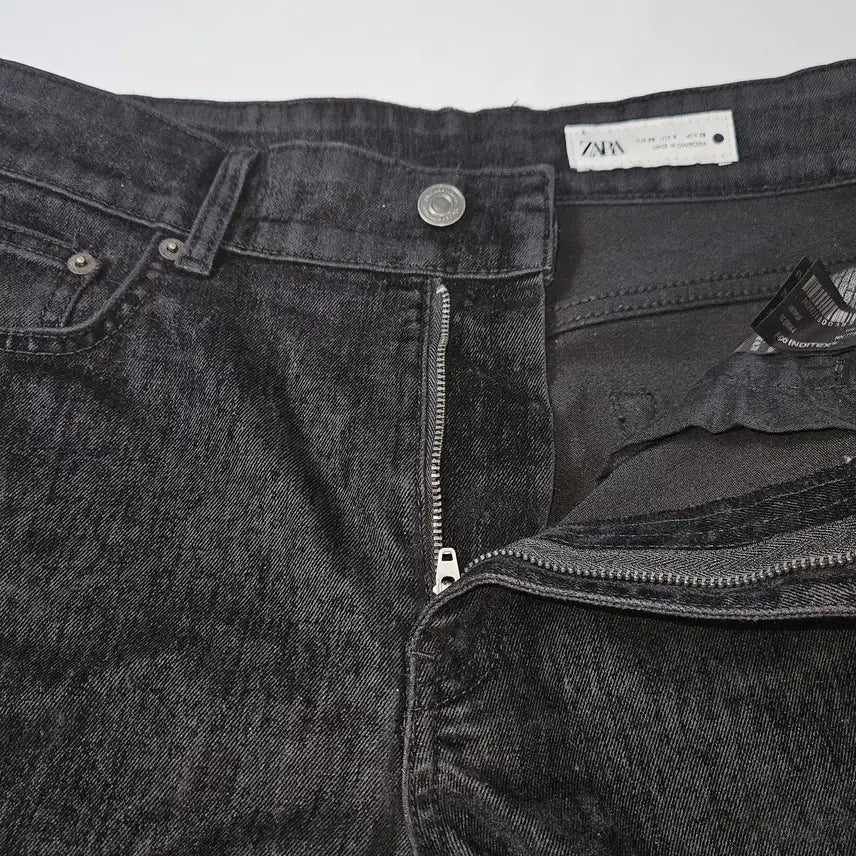 [BUNJANG] ZARA Homme Washed Suede Black Denim Shorts 28 / 자라 ZARA 옴므 워싱 스웨이드 흑청 진 숏팬츠 하프 데님 28