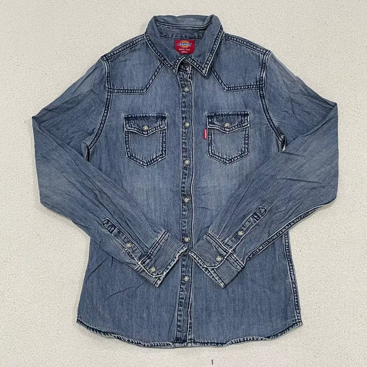 [BUNJANG] Dickies Denim Western Long Sleeve Shirt / S 디키즈 포켓 데님 워싱 웨스턴 긴팔 셔츠 0417-2