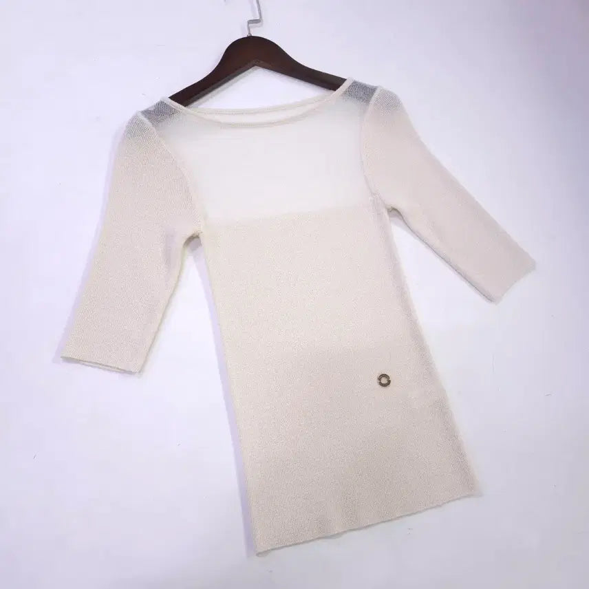 [BUNJANG] DAISY Sheer 3/4 Sleeve Knit Top / DAISY) 거의새거 시스루 7부 니트 티셔츠 -44/55