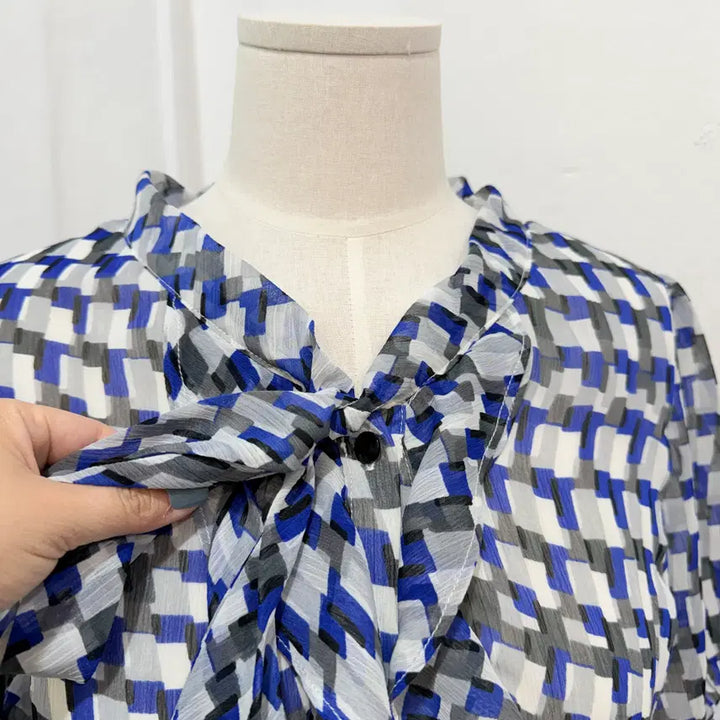 [BUNJANG] Vintage Chiffon Crop Blouse / 빈티지 쉬폰 반팔블라우스 크롭블라우스 2414
