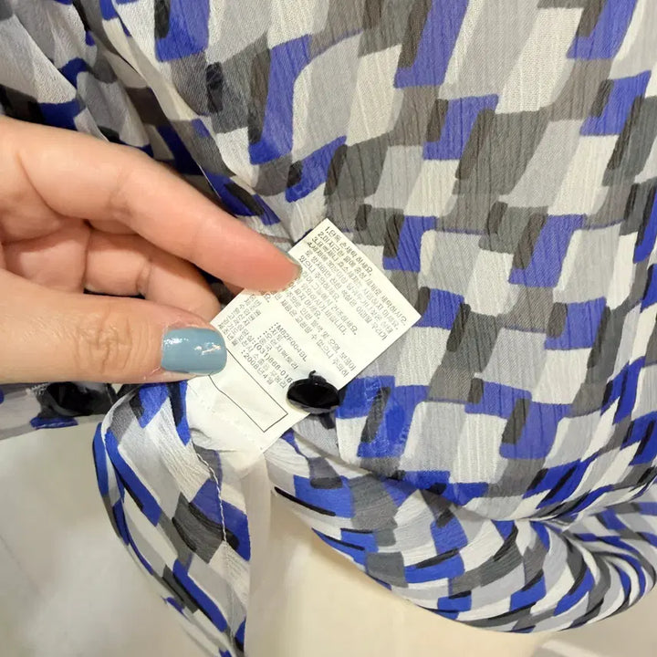 [BUNJANG] Vintage Chiffon Crop Blouse / 빈티지 쉬폰 반팔블라우스 크롭블라우스 2414