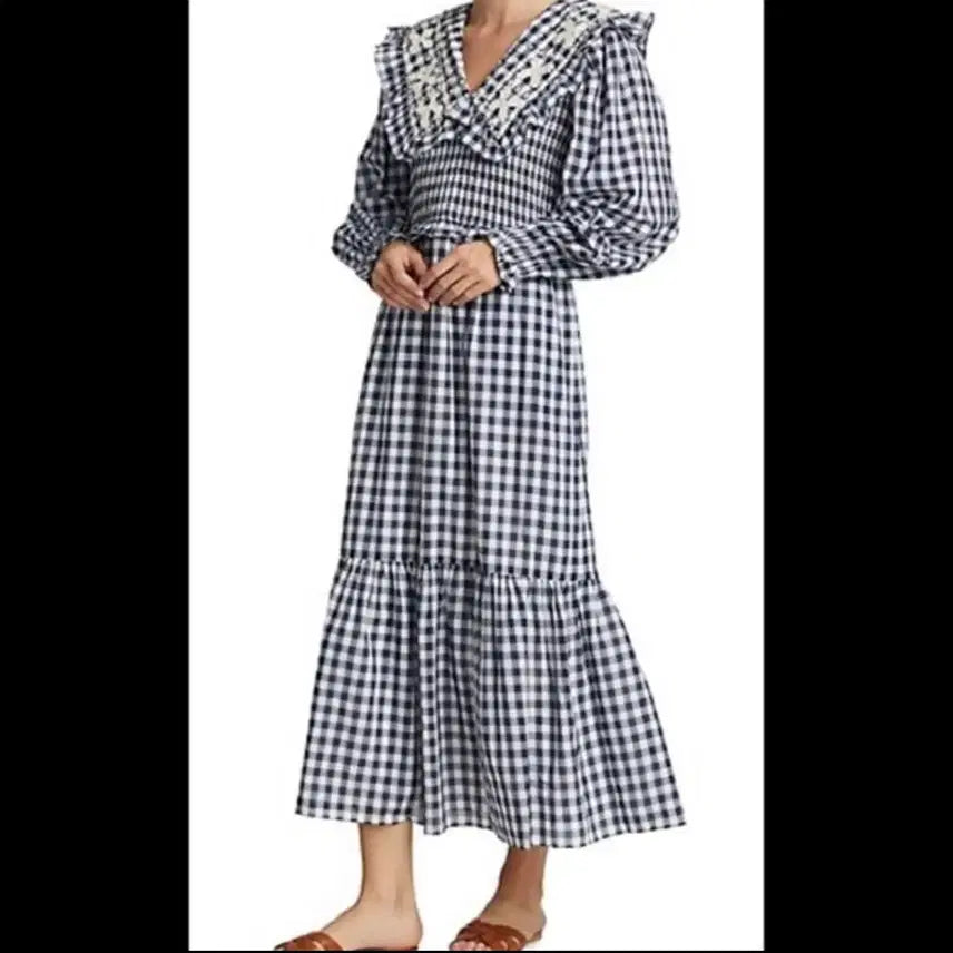 [BUNJANG] Cotton Collar Long Dress / 새상품 코튼 카라 롱원피스