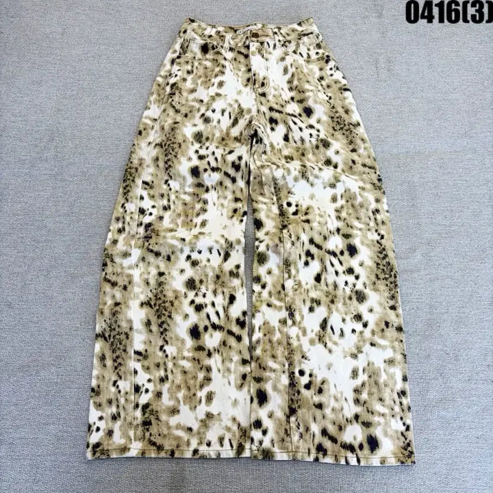 [BUNJANG] MOG Leopard Pattern Wide Denim Pants / MOG 레오파드 패턴 와이드 데님 팬츠 0416(3)
