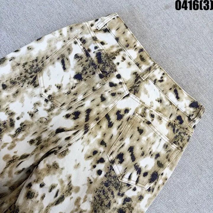 [BUNJANG] MOG Leopard Pattern Wide Denim Pants / MOG 레오파드 패턴 와이드 데님 팬츠 0416(3)