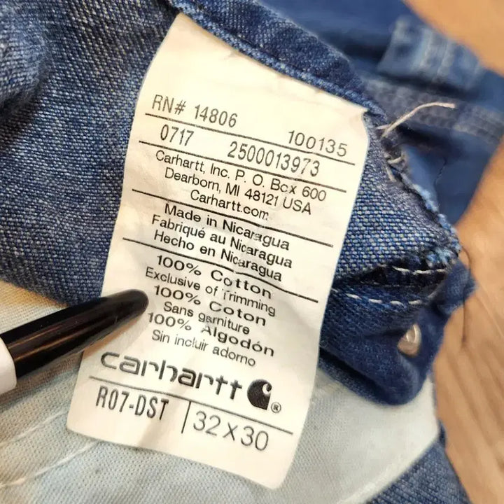 [SOLD OUT] 남,여 31사이즈 미만) carhartt 칼하트 오버롤 데님 팬츠