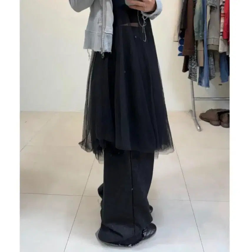 [BUNJANG] Black Layered Dress / 블랙 샤 레이어드 빈티지원피스