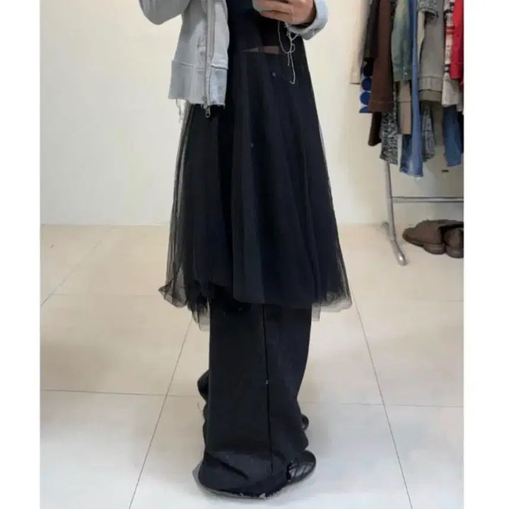 [BUNJANG] Black Layered Dress / 블랙 샤 레이어드 빈티지원피스