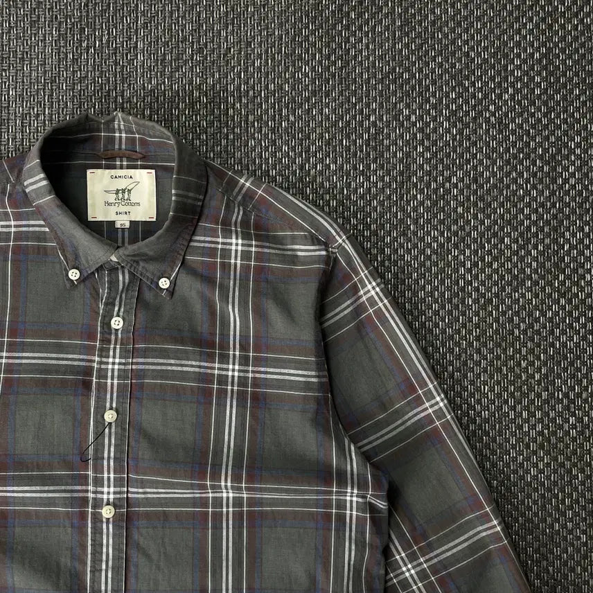 [BUNJANG] Henry Cotton Deep Green Check Shirt (Size 95) / 헨리코튼 딥그린 체크셔츠 95