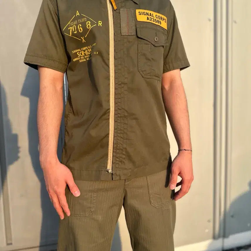 [BUNJANG] Avirex U.S. Flight Short Sleeve Shirt / Avirex U.S 플라이트 반팔 셔츠