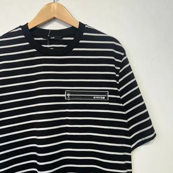 [SOLD OUT] 100 시스템 스트라이프 반팔 티셔츠 블랙