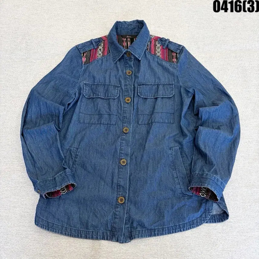[BUNJANG] Roem Ethnic Pattern Denim Shirt / 로엠 데님 남방 셔츠 에스닉 패턴 포인트 0416(3)