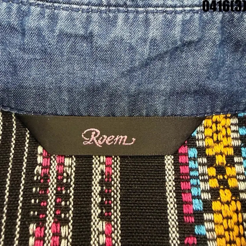 [BUNJANG] Roem Ethnic Pattern Denim Shirt / 로엠 데님 남방 셔츠 에스닉 패턴 포인트 0416(3)