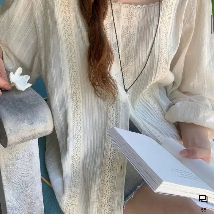 [SOLD OUT] 리코이 rekoi deia 레이스 블라우스 크림색 새상품