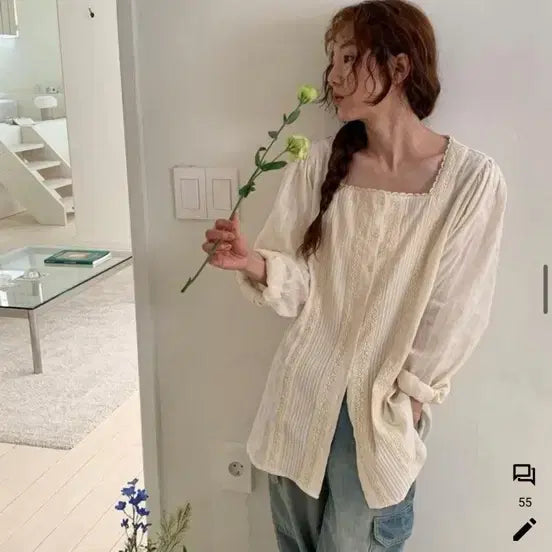 [SOLD OUT] 리코이 rekoi deia 레이스 블라우스 크림색 새상품