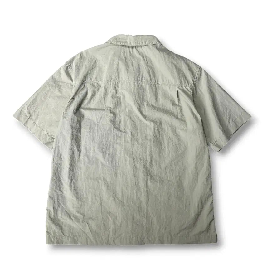 [BUNJANG] Eddie Bauer Khaki Nylon Open Collar Short Sleeve Shirt - Large / 에디바우어 카키 나일론 오픈카라 반팔 셔츠 L