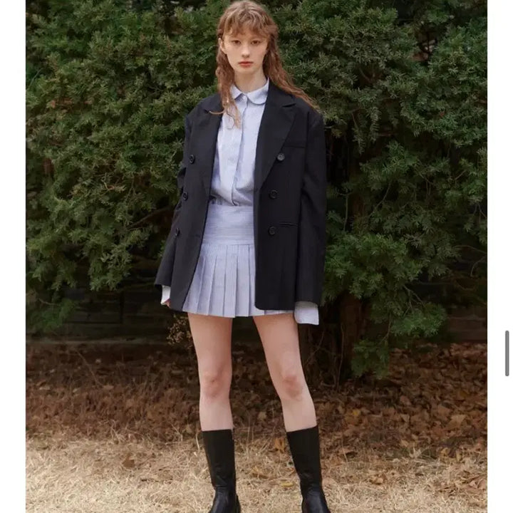 [BUNJANG] ISSUE NUMBER Blouse and Skirt Set / 이슈넘버 스트라이프 블라우스 셔츠 + 스커트 셋업 새상품