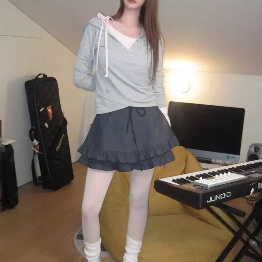[BUNJANG] 8 Seconds 3-Piece Cardigan Tank Top Skirt Set / 에잇세컨즈 쓰리피스 가디건 나시 스커트 s