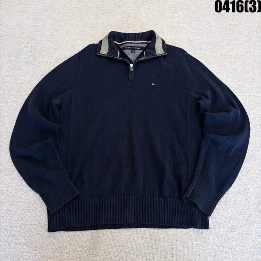 [SOLD OUT] M 타미힐피거 네이비 하프넥 니트 0416(3)