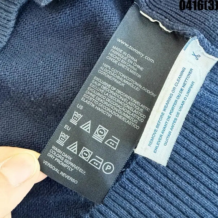 [SOLD OUT] M 타미힐피거 네이비 하프넥 니트 0416(3)
