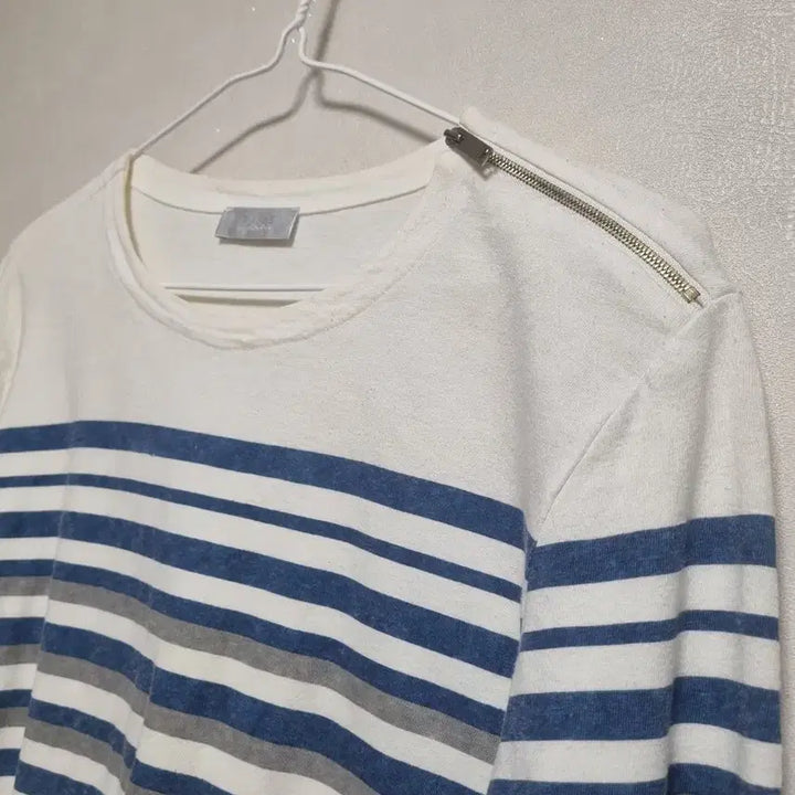 [BUNJANG] TIME White Striped Long Sleeve Shirt / TIME 타임 흰색 스트라이프 긴팔 티셔츠 21번