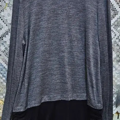 [BUNJANG] Daks Gray/Black Turtleneck Long T-Shirt / 닥스회색/블랙 터틀넥 롱티 셔츠