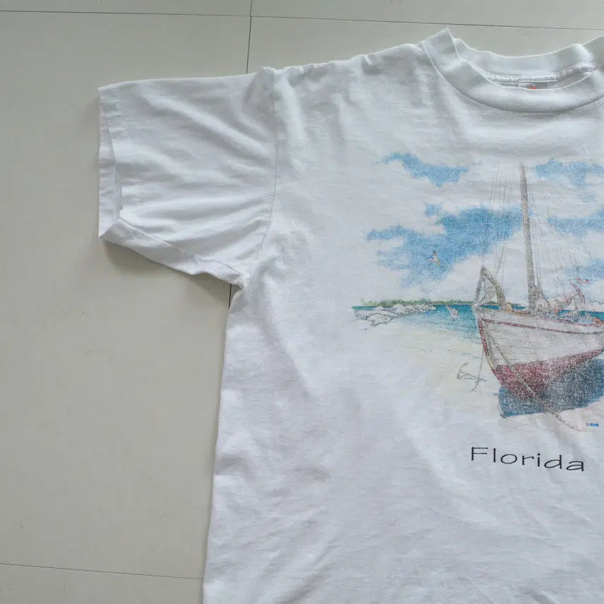 [SOLD OUT] 90s 빈티지 플로리다 수소봉제 반팔 티셔츠
