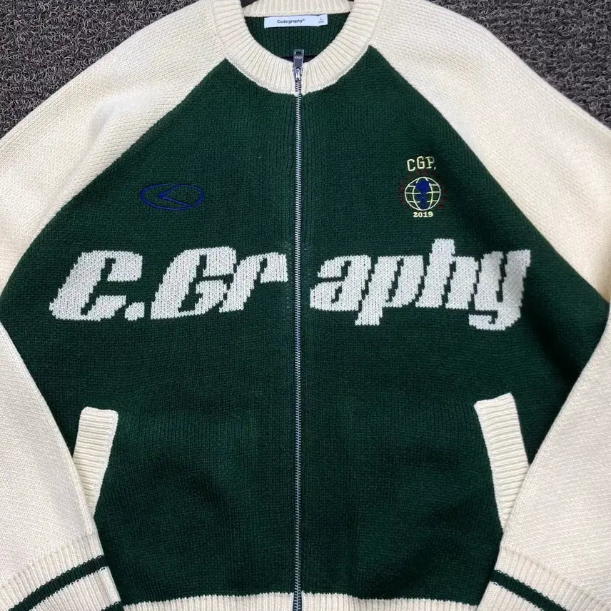 [BUNJANG] Code:Graphy Sporty Raglan Knit Zip-up / 코드그라피 스포티 나그랑 니트집업