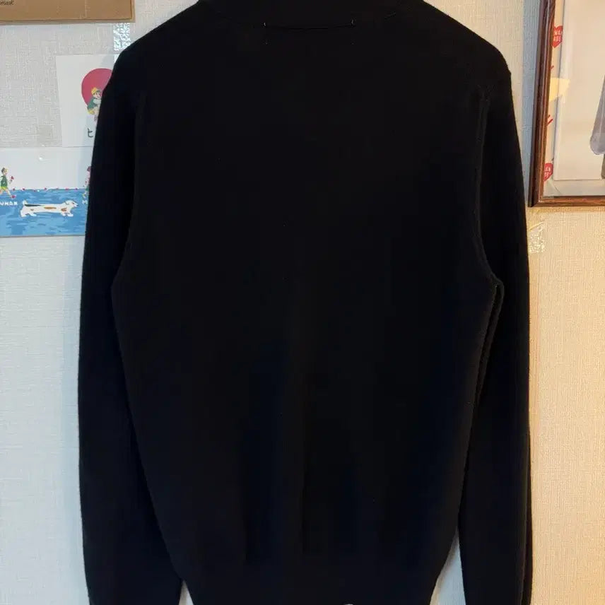 [SOLD OUT] [M]꼼데가르송 플레이 화이트와펜 가디건 블랙