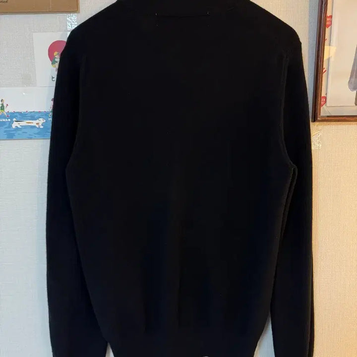 [SOLD OUT] [M]꼼데가르송 플레이 화이트와펜 가디건 블랙