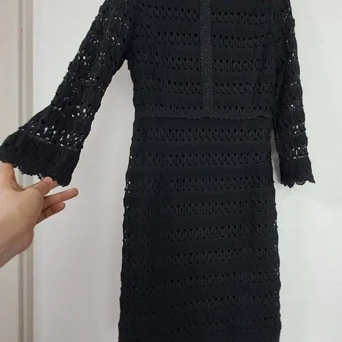 [BUNJANG] ENC Black Crochet Lace Midi Dress / ENC 블랙 크로셰 레이스 원피스 55사이즈