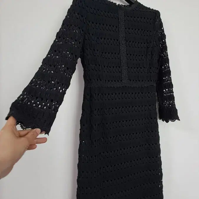 [BUNJANG] ENC Black Crochet Lace Midi Dress / ENC 블랙 크로셰 레이스 원피스 55사이즈