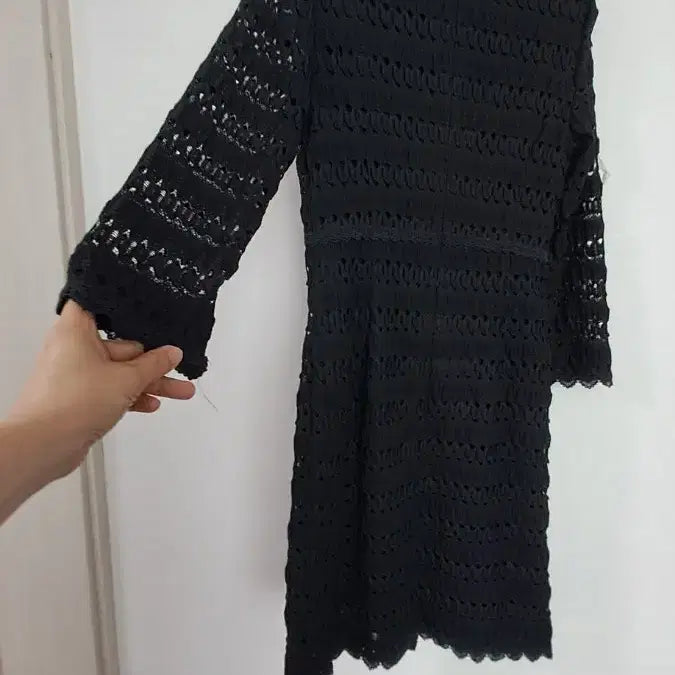 [BUNJANG] ENC Black Crochet Lace Midi Dress / ENC 블랙 크로셰 레이스 원피스 55사이즈