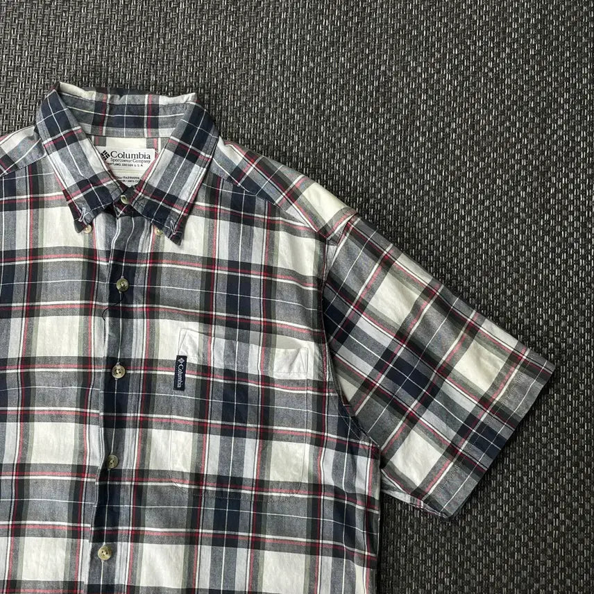 [BUNJANG] Columbia One Pocket Checkered Short Sleeve Shirt - Size S / 컬럼비아 원포켓 체크 반팔셔츠 S