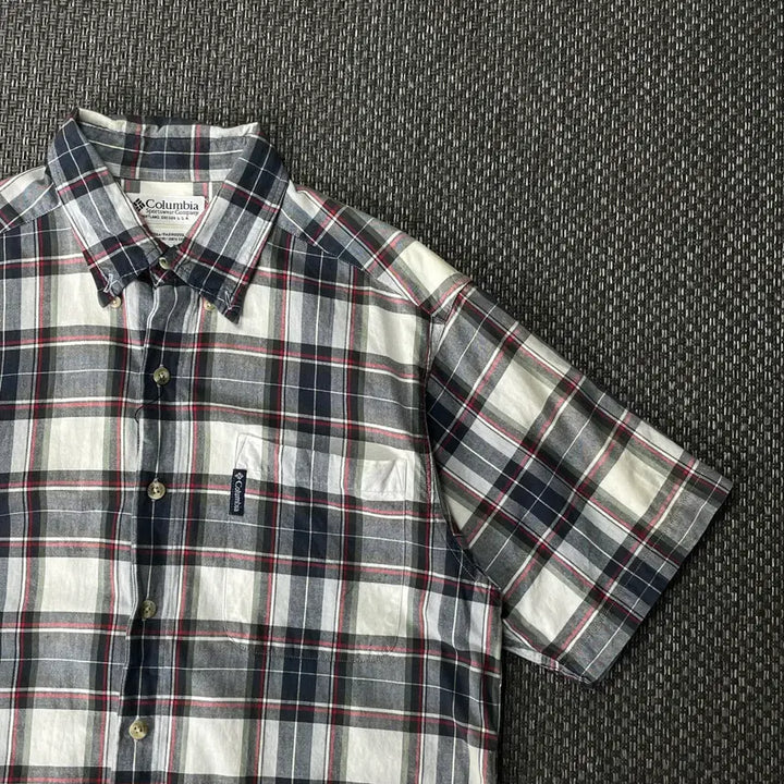 [BUNJANG] Columbia One Pocket Checkered Short Sleeve Shirt - Size S / 컬럼비아 원포켓 체크 반팔셔츠 S