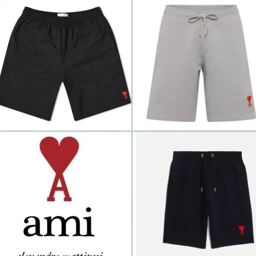 [BUNJANG] Ami Track Shorts - Navy/Black/Gray - Unisex / 아미(Ami)트랙쇼츠 반바지 남.여공용 3종