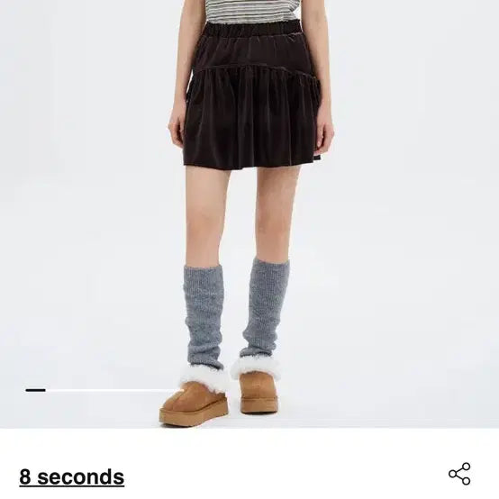[BUNJANG] 8Seconds Velvet Mini Skirt Brown (S) / 에잇세컨즈 벨벳 미니스커트 브라운(S)