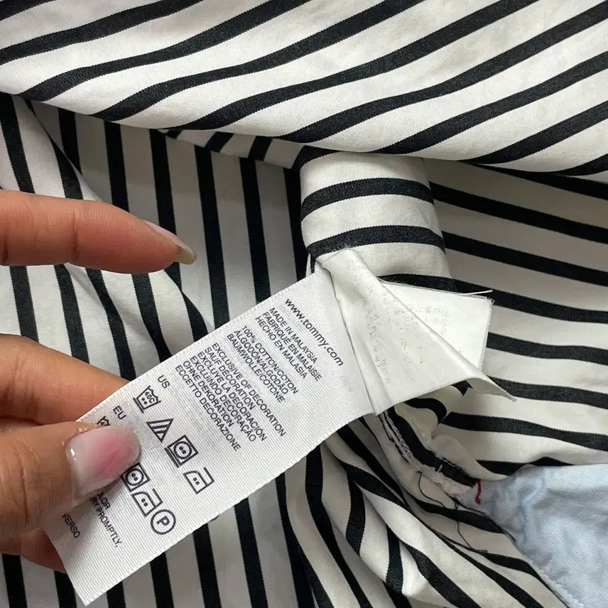 [BUNJANG] Tommy Hilfiger Striped Trim Fit Short Sleeve Shirt L / 타미힐피거 스트라이프 트림핏 반팔 셔츠 L