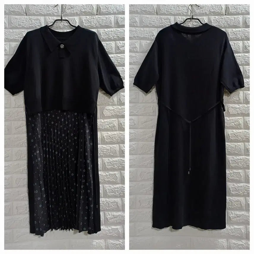 [BUNJANG] KARA Pleated Knit Long Dress / 카라플리츠 니트롱원피스