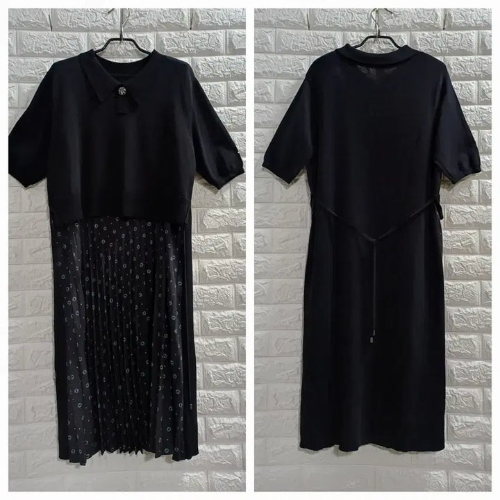 [BUNJANG] KARA Pleated Knit Long Dress / 카라플리츠 니트롱원피스