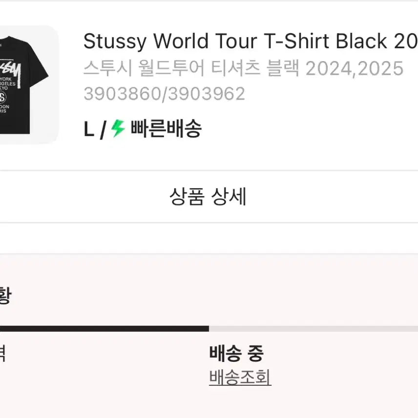[SOLD OUT] 스투시 월드투어 반팔티 블랙 L