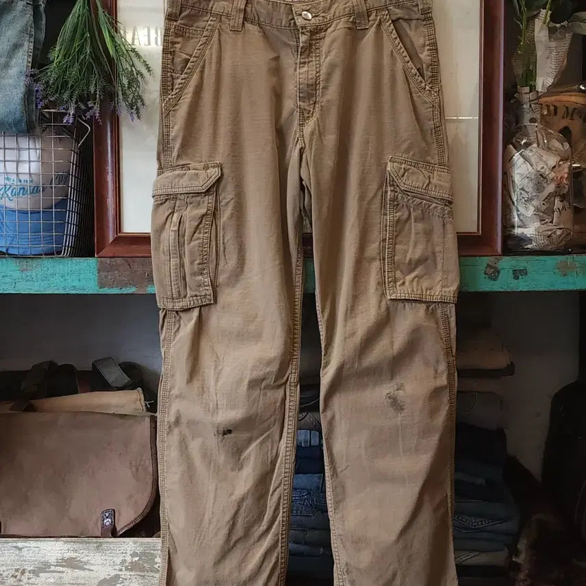 [BUNJANG] Carhartt Ripstop Cargo Pants / 칼하트 워크팬츠 립스탑 카고 팬츠 브라운 33x32