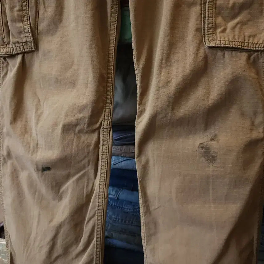 [BUNJANG] Carhartt Ripstop Cargo Pants / 칼하트 워크팬츠 립스탑 카고 팬츠 브라운 33x32