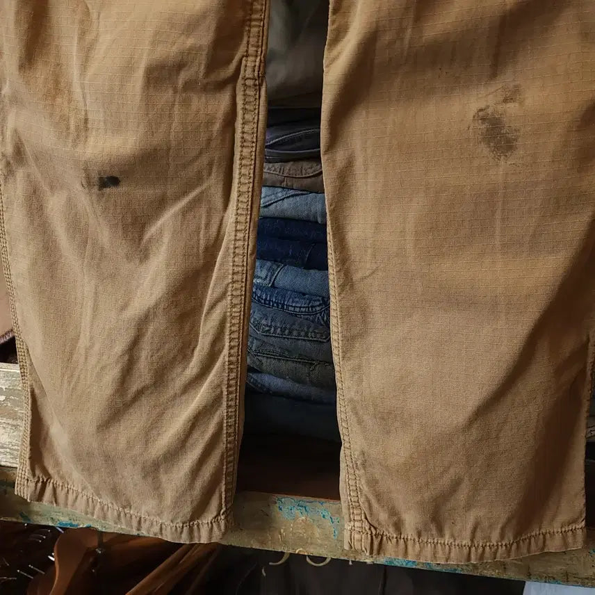 [BUNJANG] Carhartt Ripstop Cargo Pants / 칼하트 워크팬츠 립스탑 카고 팬츠 브라운 33x32