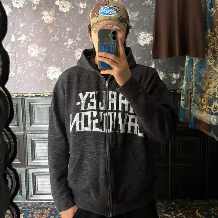[BUNJANG] Harley-Davidson Big Logo Hooded Zip-up Jacket / a265) 할리데이비슨 빅로고 후드집업