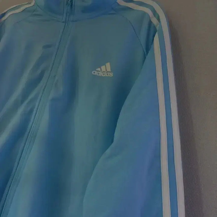 [BUNJANG] Adidas Sky Blue Track Top Jersey Jacket (Size 110) / 아디다스 희귀 대장급 연하늘 스카이블루 트랙탑 저지 져지집업 110